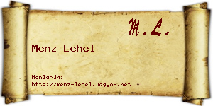 Menz Lehel névjegykártya